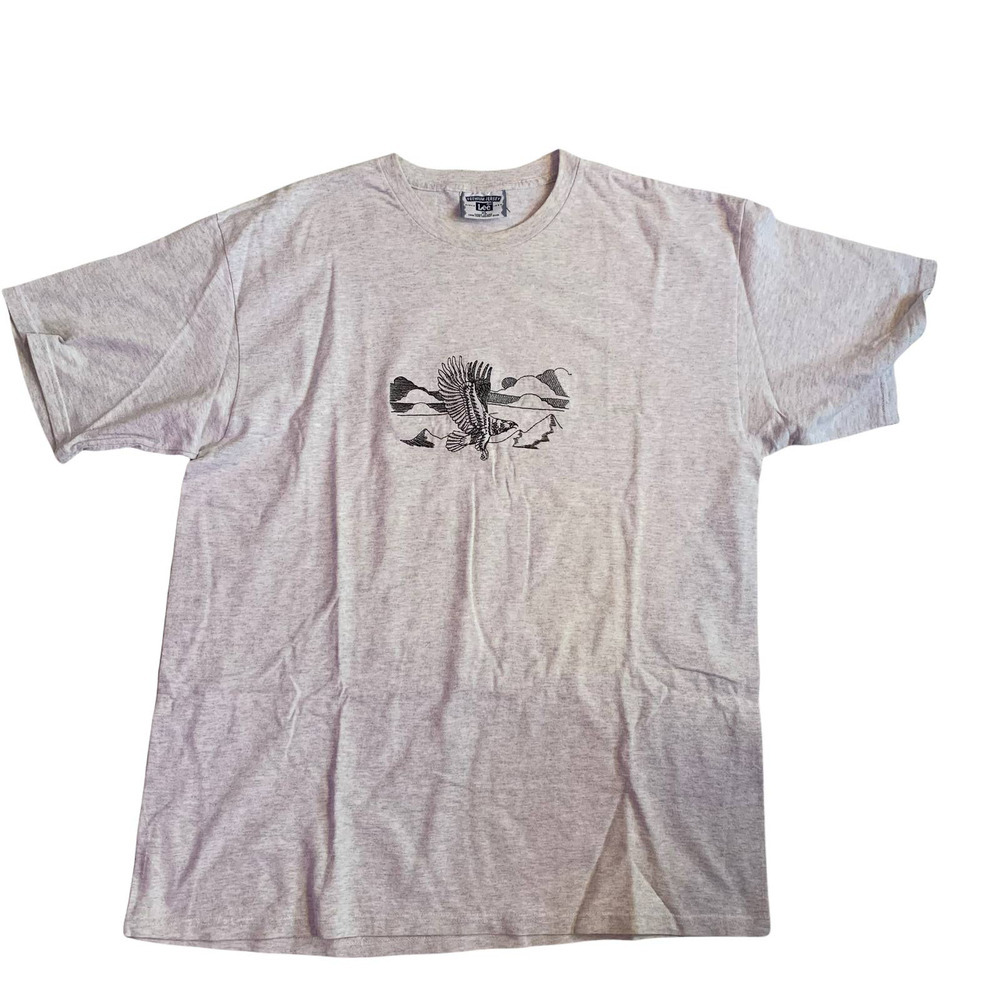 Lee Mens Xl Gray Graphic T-shirt With Black Embroidered Eagle in Flight